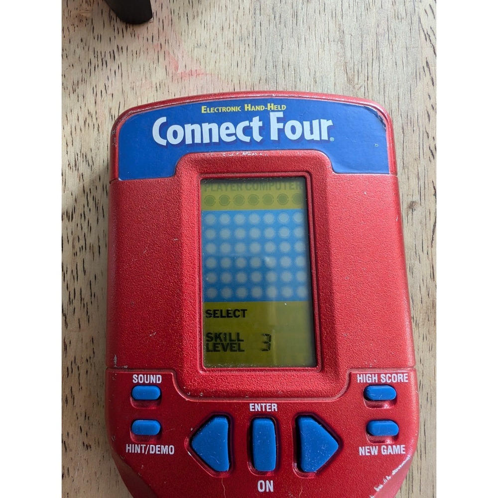 Connect Four Hasbro 2002 Red Handheld Electronic Game TESTED Works - Picture 2 of 6